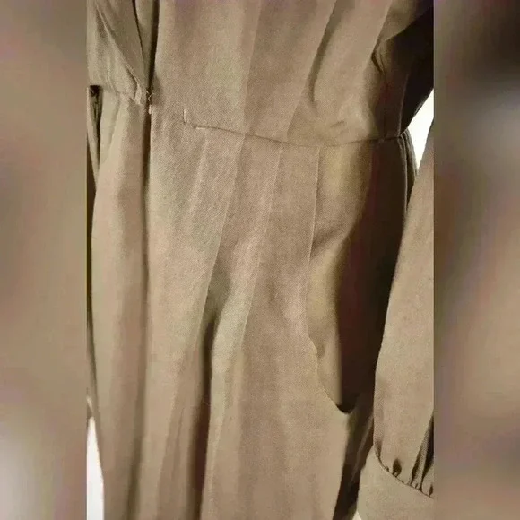1980s BERGDORF GOODMAN Beige Tan Wool Mechanic Jumpsuit 12US USA - Picture 5 of 8